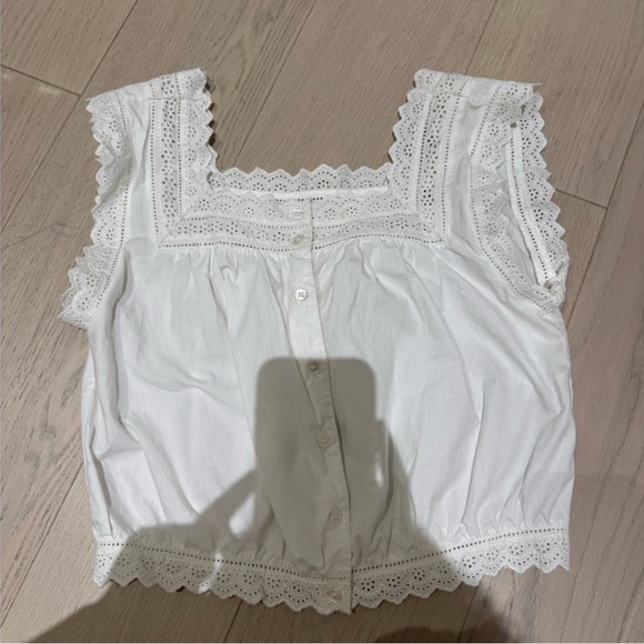 Doen Tillie White Lace Button Tank Top in White Size XXS - Picture 2 of 5